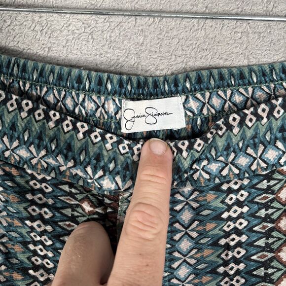 Jessica Simpson Pull On Pants Women’s Size‎ L Geometric Clam Diggers Ankle Capri - Picture 4 of 11